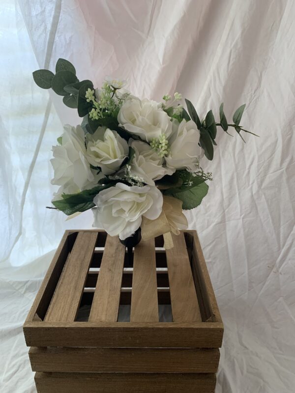 Silk Flower White Rose Memorial