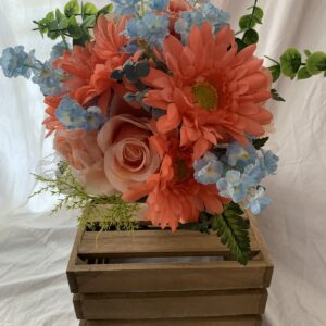 Peach and Blue Memorial Silk Flowers