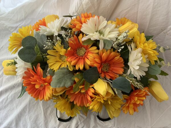 Orange Daisy Silk Flower Memorial